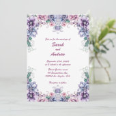 背中の花の上にピンクの月：結婚式招待状 招待状 (スタンド正面)