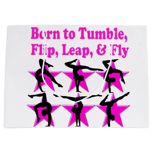 背中をフリップする体操選手 ラージペーパーバッグ (正面)