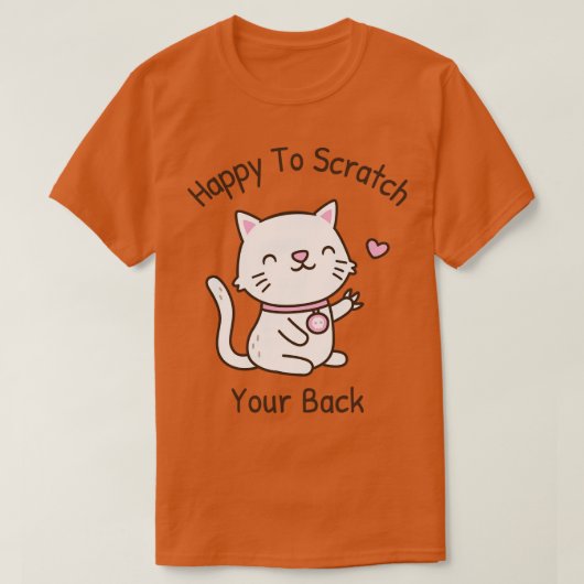 背中を掻いて嬉しい爪付きの可愛い猫 Tシャツ (デザイン正面)