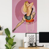 背中を見てブロンドをスツール上にピン ポスター (ホームオフィス)