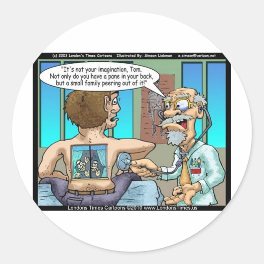 背中実在痛みおもしろいTマグカップ&ギフト ラウンドシール (正面)