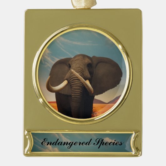 背威厳のある高 ゴールドプレートバナーオーナメント (正面)