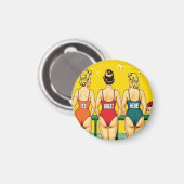 背後からピンアップした女の子が三人、ビーチユーモアおもしろい、 マグネット (正面/裏面)