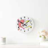 背後に赤ランニング胡椒の黄色い炎 ラウンド壁時計 (ホーム)