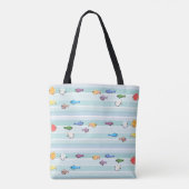 背後の海のストライプの魚 トートバッグ (裏面)
