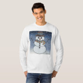 背景あり（白）の雪だるま - メンズ長袖Tシャツ Tシャツ (正面フル)
