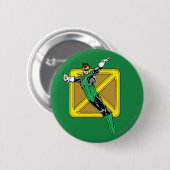 背景が付いている緑のランタン 缶バッジ (正面&裏面)