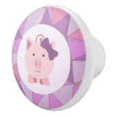 背景が可愛いピンクの女の子カラフル豚 セラミックノブ (右)