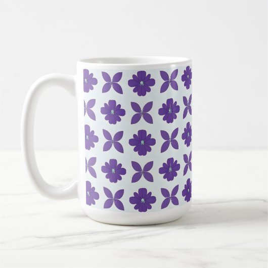 背景が明るい紫色の花 コーヒーマグカップ (左)