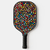 背景が暗いカラフルな水玉模様 ピックルボールラケット (裏面)