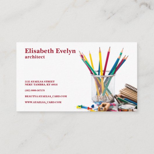 背景が白の学校用文房具 名刺 (裏面)