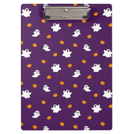 背景が紫のかわいいハロウィーン クリップボード (正面)