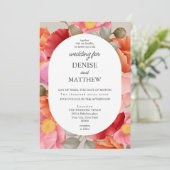 背景が美しく淡いウォーターカラーのポピー 招待状 (スタンド正面)