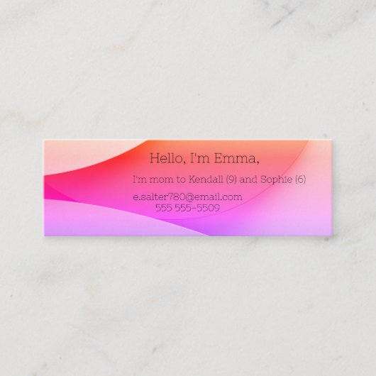 背景が赤とピンクの幾何学的なシェイプ スキニー名刺 (正面)