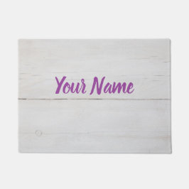 背景として使用される白い木材ヴィンテージ構造 ドアマット