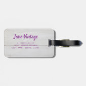 背景として使用される白い木材ヴィンテージ構造 ラゲッジタグ (裏面横)