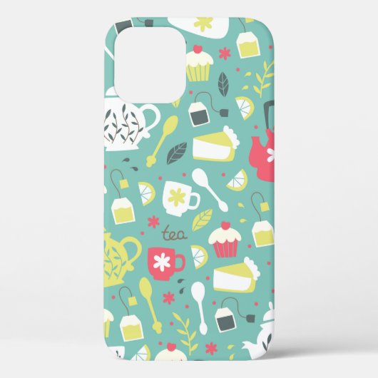 背景とティーポット、カップ、レモン、花a Case-Mate iPhoneケース (裏面)