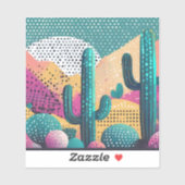 背景にサグアーロ点々のあるサボテン シール (シート)