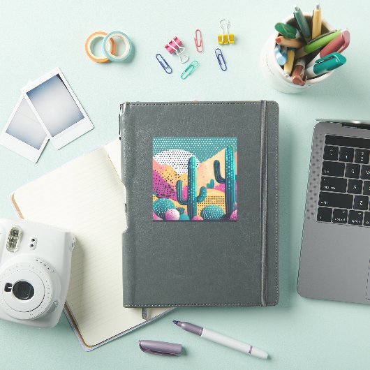 背景にサグアーロ点々のあるサボテン シール (iPadカバー)