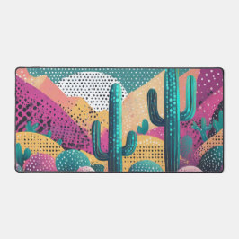 背景にサグアーロ点々のあるサボテン デスクマット