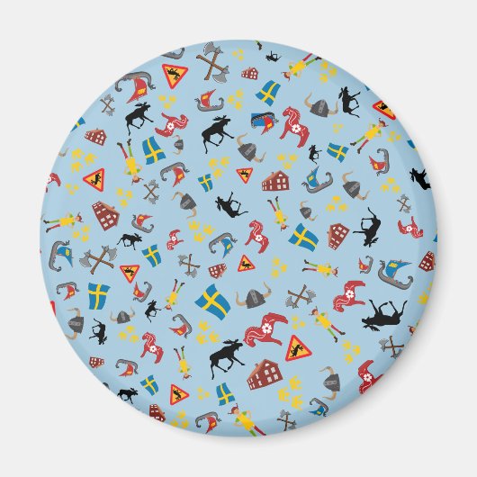 背景にスウェーデンのカルチャー項目 マグネット (正面)