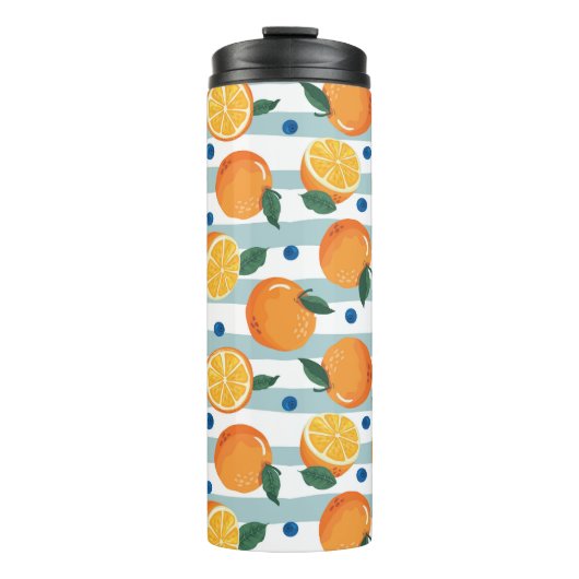 背景にストライプのオレンジ、夏のパターン。 タンブラー (正面)