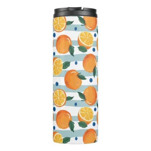 背景にストライプのオレンジ、夏のパターン。 タンブラー (裏面)