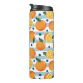 背景にストライプのオレンジ、夏のパターン。 タンブラー (回転右)