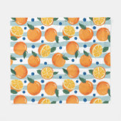 背景にストライプのオレンジ、夏のパターン。 フリースブランケット (正面(横))