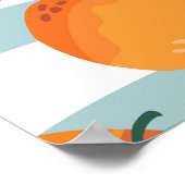 背景にストライプのオレンジ、夏のパターン。 ポスター (角)