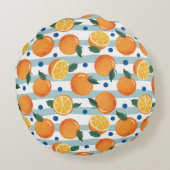 背景にストライプのオレンジ、夏のパターン。 ラウンドクッション (裏面)