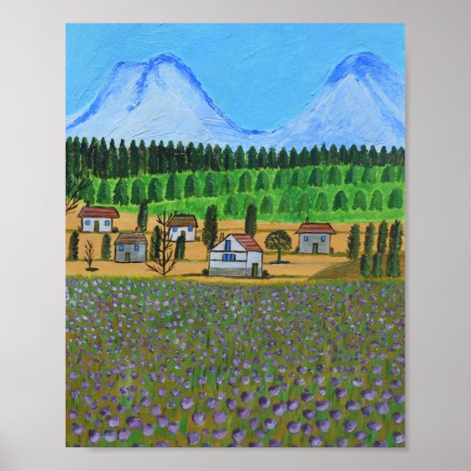 背景にタトラ山脈のある村 ポスター (正面)