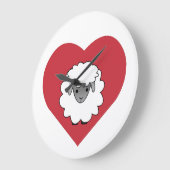 背景にハートを描いたかわいい ラージ壁時計 (傾斜)