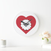 背景にハートを描いたかわいい ラージ壁時計 (ホーム)