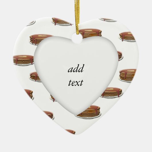 背景にパンケーキを積み重ねるプレート セラミックオーナメント (正面)