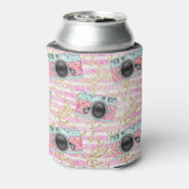 背景にピンクのストライプのクーラーボックス 缶クーラー (缶裏面)