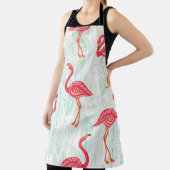 背景にピンクのフラミンゴのオーナメントを付けた模様 エプロン (インサイチュ)