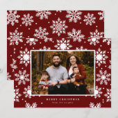 背景にフラットな白い大きな雪の結晶 シーズンカード (正面/裏面)