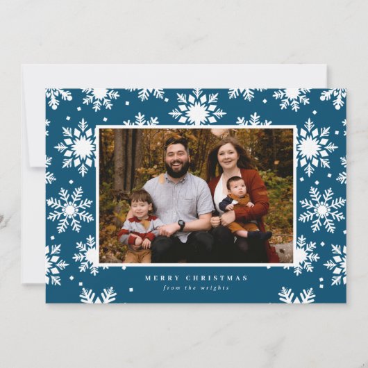 背景にフラットな白い太い雪の結晶 シーズンカード (正面)