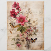 背景にブルゴーニュの擦り切れた花がコラージュ (裏面)