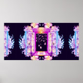 背景にペンダントを持つ開いたヴィンテージウィンドウ ポスター (正面)