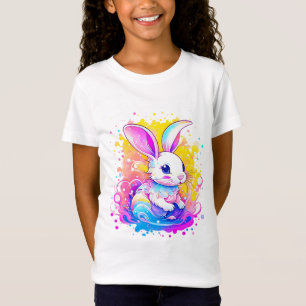 背景に可愛い漫画カラフル Tシャツ
