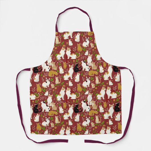 背景に可愛い猫 エプロン (正面)