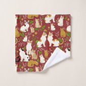 背景に可愛い猫 バスタオルセット (ウォッシュタオル)