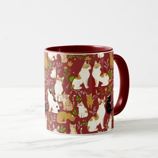 背景に可愛い猫 マグカップ (正面右)