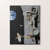 背景に地球を加えた月探査機 ジグソーパズル (縦)