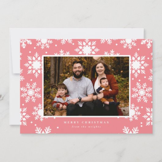 背景に大きな白い雪の結晶 シーズンカード (正面)