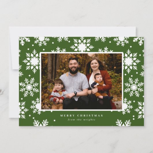 背景に大きな白い雪の結晶 シーズンカード (正面)