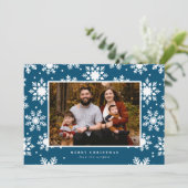 背景に大きな白い雪の結晶 シーズンカード (スタンド正面)