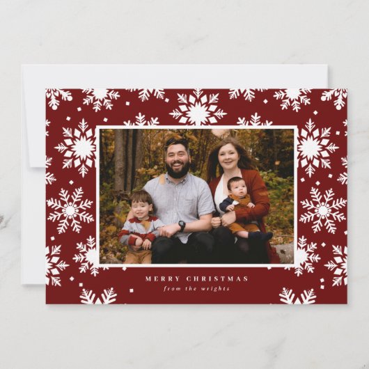 背景に大きな白い雪の結晶 シーズンカード (正面)